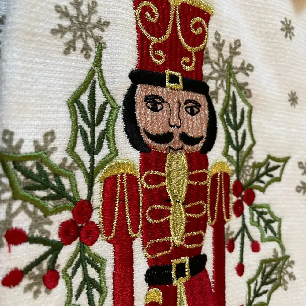 3pc Cupcakes & Cashmere Christmas Nutcracker Kitchen Towels Embroidered 18x28